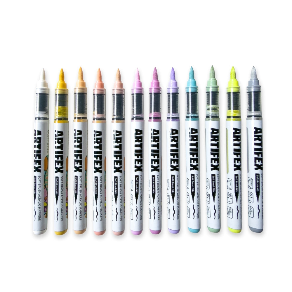 Elements Artifex Acrylic Marker Flexi Brush - Pastel (Set of 12)