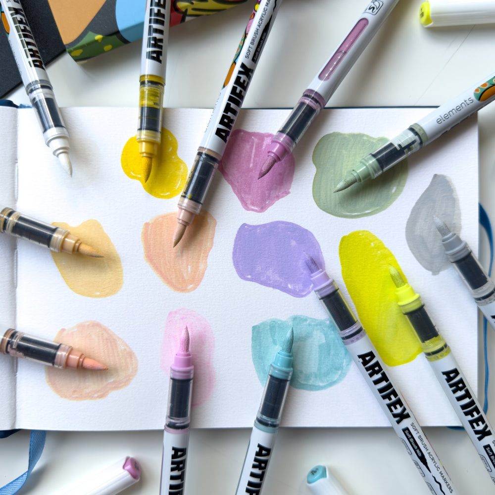 Elements Artifex Acrylic Marker Flexi Brush - Pastel (Set of 12)