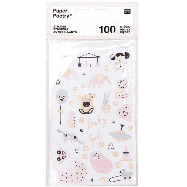 Paper Poetry Sticker Hello Baby Girl 4 sheets