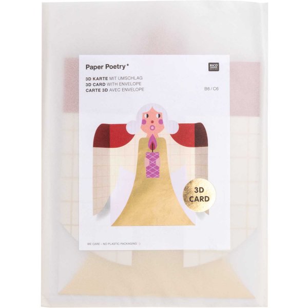 Paper Poetry 3D card angel red-gold B6