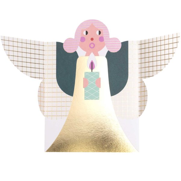 Paper Poetry 3D card angel petrol-pink B6