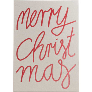Postcard Merry Christmas greyboard red B6