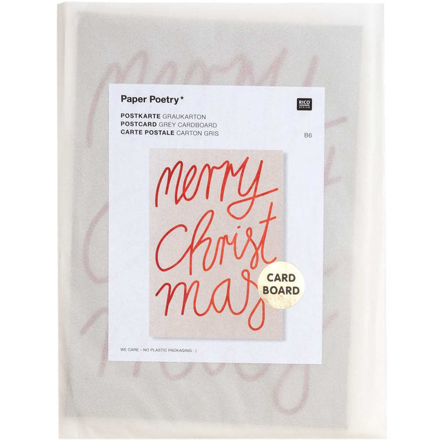 Postcard Merry Christmas greyboard red B6
