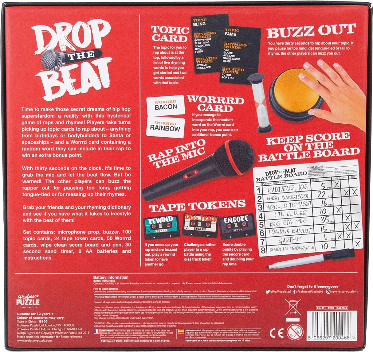Professor Puzzle Drop the Beat Rap Card Game