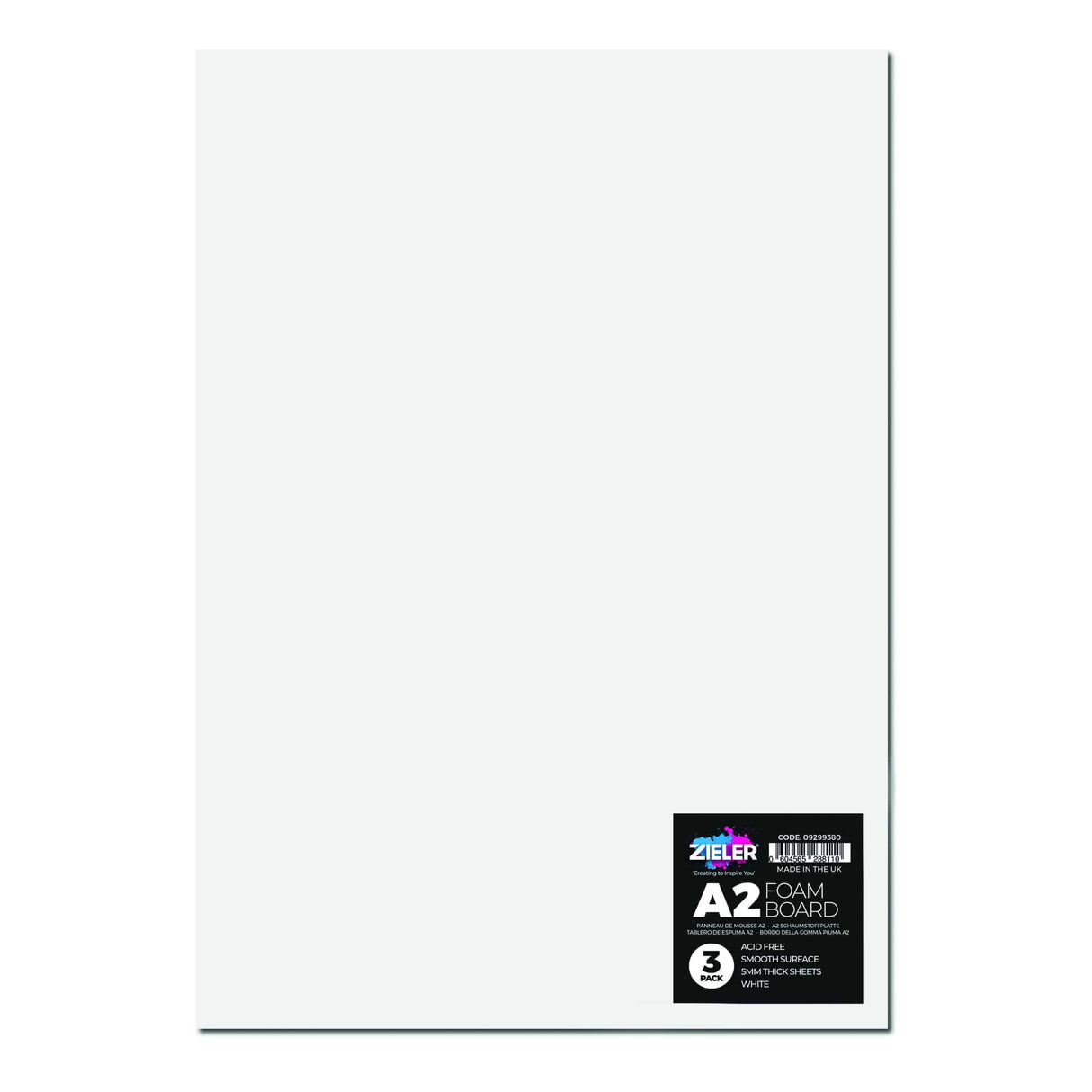 Zieler White Foam Board 5mm - A2 (3 Sheets)