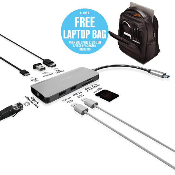 Kensington UH1400P 8-in-1 Driverless Mobile Docking Station USB-C K33820WW