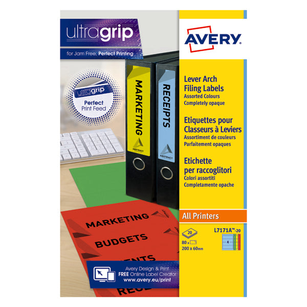 Avery Lever Arch Spine Label 200x60mm (Pack of 80) L7171A-20