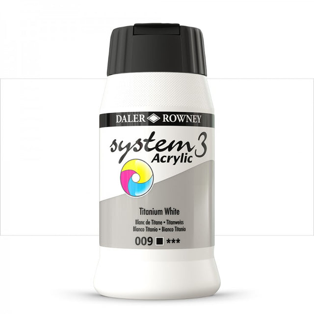 Daler Rowney System3 Titanium White 500ml Acrylic Paint Tube