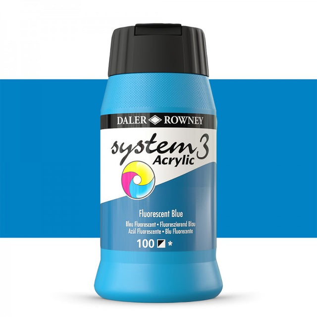 Daler-Rowney System3 Acrylic Paint 500ml Fluorescent Blue