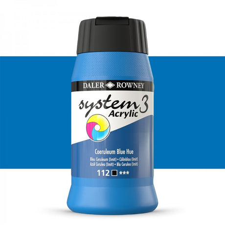 Daler Rowney System3 Coeruleum Blue Hue 500ml Acrylic Paint 