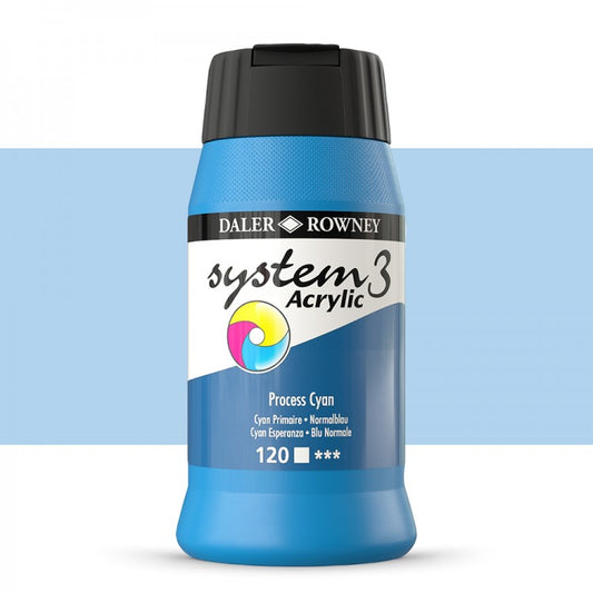 Daler Rowney System3 Process Cyan 500ml Acrylic Paint Tube
