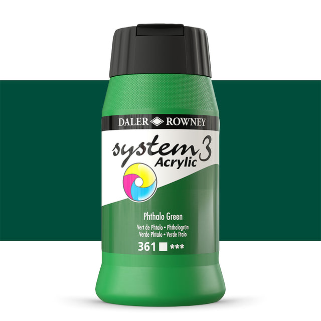 SYSTEM3 500ml Acrylic Paint - Phthalo Green