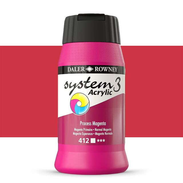Daler Rowney System3 Process Magenta 500ml Acrylic Paint