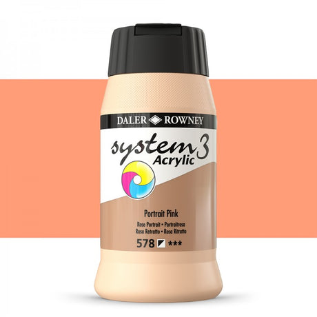 Daler Rowney System3 Peach Pink 500ml Acrylic Paint