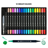 Zieler Brush & Fine Tip Pens with Water Brush (18 Piece Set)