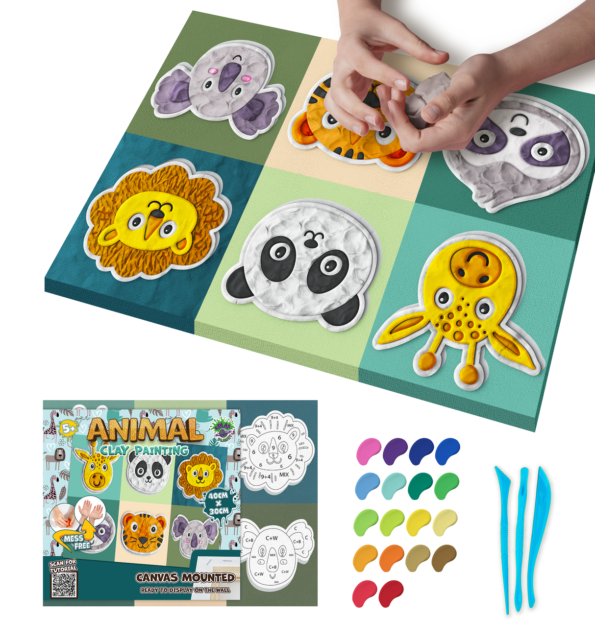 Clay Painting Kit 40x30cm - Animals