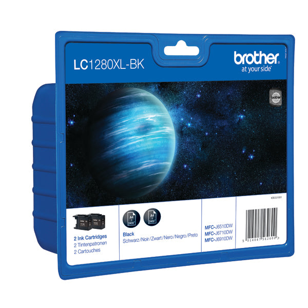 Brother LC1280XLBK Inkjet Cartridge Twinpack High Yield Black LC1280XLBKBP2