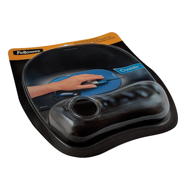 Fellowes Crystal Gel Mouse Pad And Wristrest Black 9112101