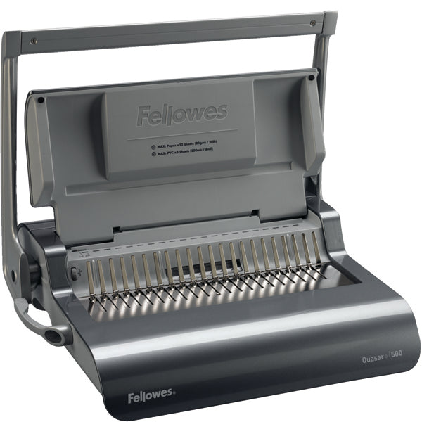 Fellowes Grey Quasar+ 500 Manual Comb Binding Machine 5627701