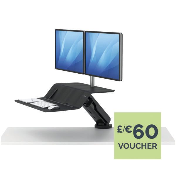 Fellowes Lotus RT Sit/Stand Workstation Dual Screen Black 8081601