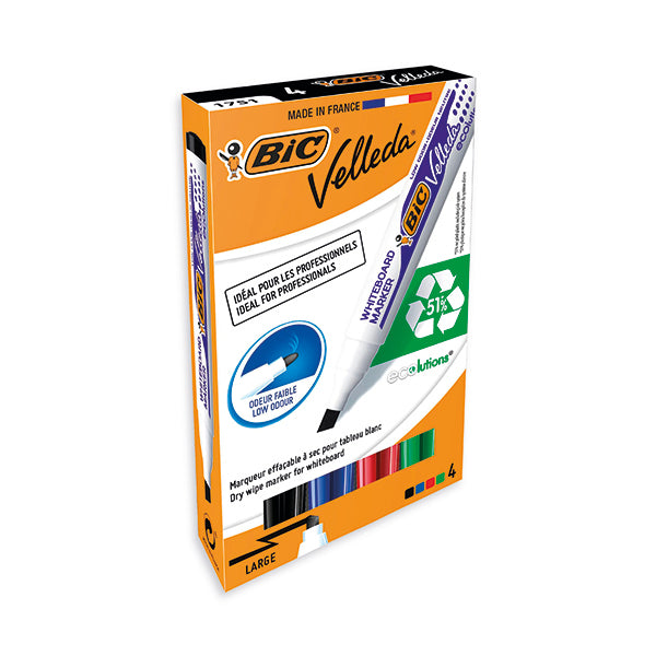 Bic Velleda 1751 Drywipe Marker Assorted (Pack of 4) 1199001754
