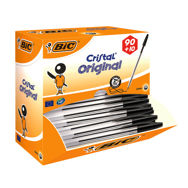 Bic Cristal Ballpoint Pen Medium Black (Pack of 100) 896040