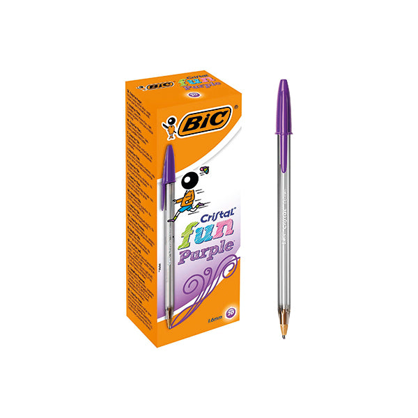 Bic Cristal Fun Ballpoint Pen Large Purple (Pack of 20) 929055