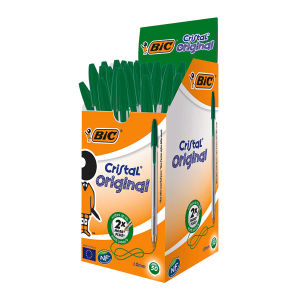 Bic Cristal Ballpoint Pen Medium Green (Pack of 50) 8373629
