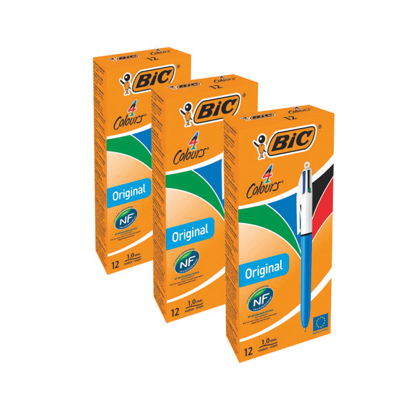 Bic 4 Colours Retractable Ballpoint Pen (Pack of 12) 3For2