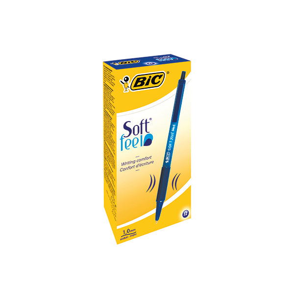 Bic SoftFeel Clic Retractable Ballpoint Pen Blue (Pack of 12) 837398