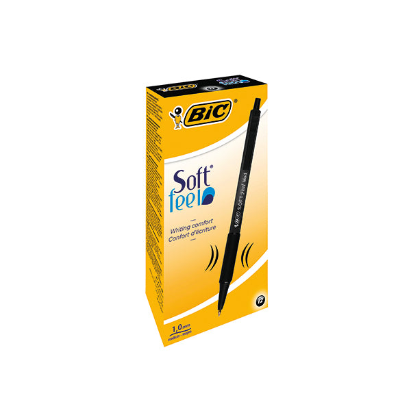 Bic SoftFeel Clic Retractable Ballpoint Pen Black (Pack of 12) 837397
