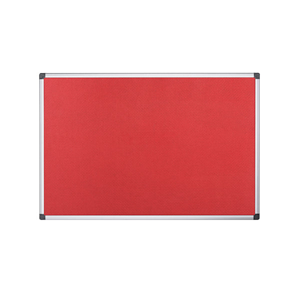 Bi-Office Aluminium Trim Felt Notice Board 1200x900mm Red FA0546170