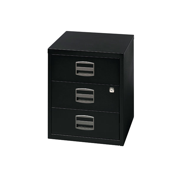 Bisley 3 Drawers Home Filing Cabinet A4 413x400x525mm Black BY33938