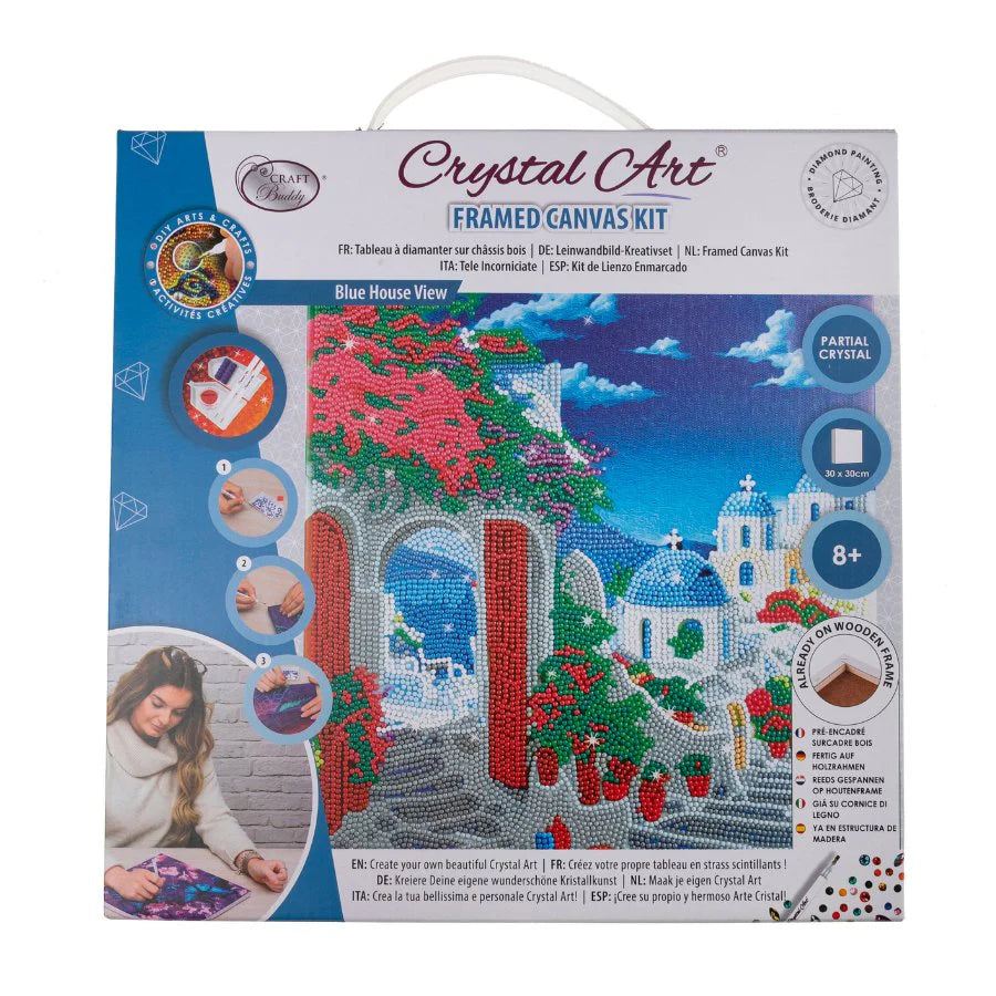 Crystal Art Canvas Kit 30x30cm - Blue House View
