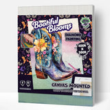 Box for 'Bootiful Blooms' diamond painting kit with a boot design on a colorful background.