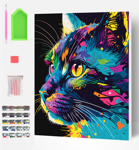 Bright Coloured Cat Diamond Art Painting Kit Splat Planet