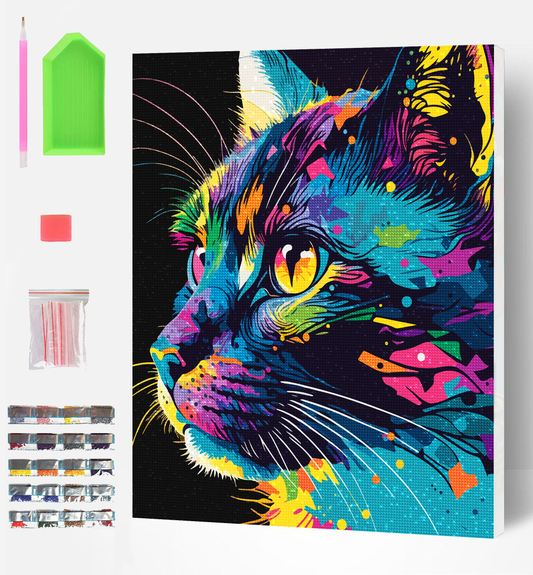 Bright Coloured Cat Diamond Art Painting Kit Splat Planet