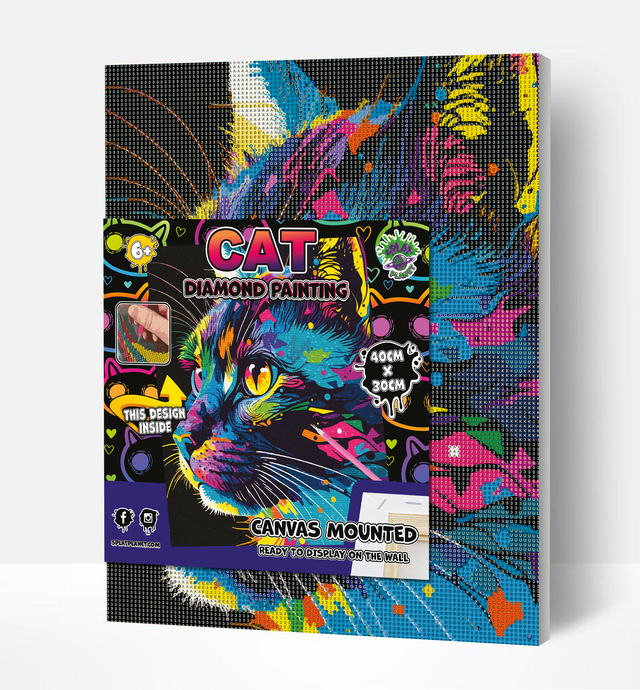 Bright Coloured Cat Diamond Art Painting Kit Splat Planet