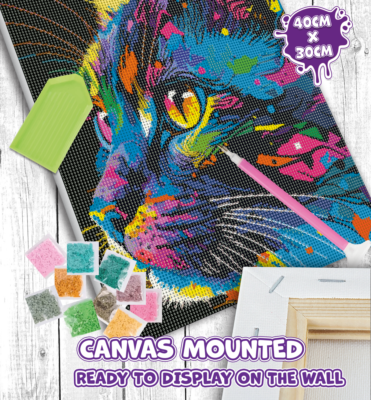 Bright Coloured Cat Diamond Art Painting Kit Splat Planet