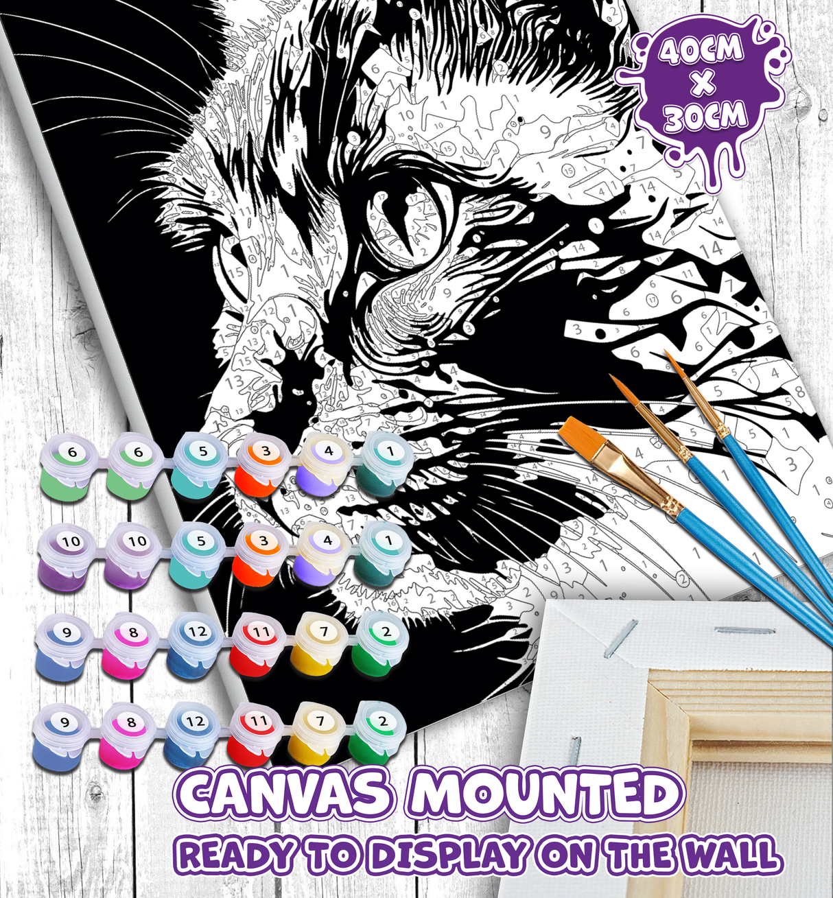 Brightly Coloured Cat Paint By Numbers Splat Planet