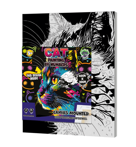 Brightly Coloured Cat Paint By Numbers Splat Planet