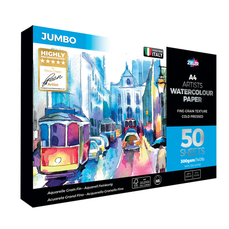 Zieler Jumbo A4 Artists Watercolour Paper - 50 sheets