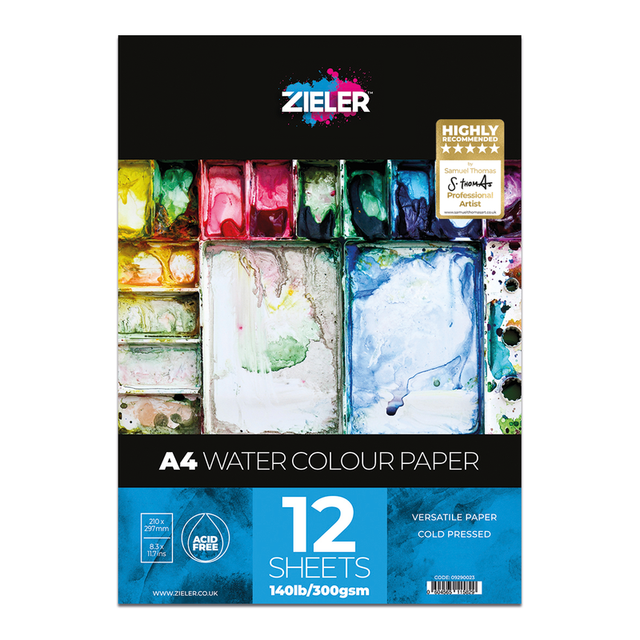 Zieler Watercolour Bound Pad - A4 (12 Sheets)