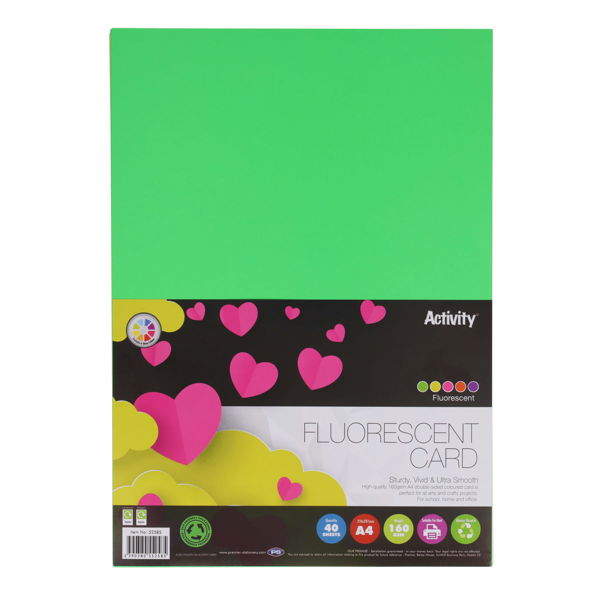 Premier Activity A4 160gsm Card - Fluorescent (40 Sheets)