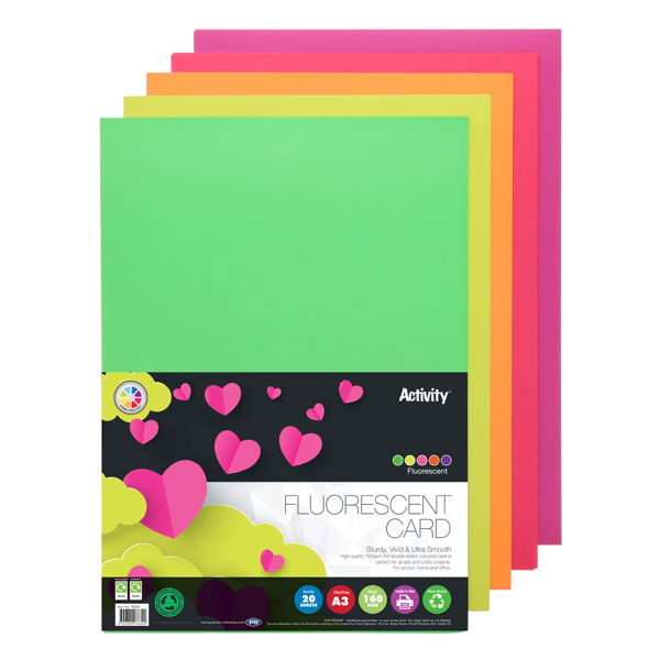 Premier Activity A3 160gsm Card - Fluorescent (20 Sheets)