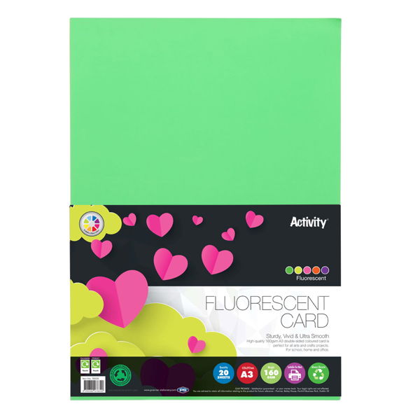 Premier Activity A3 160gsm Card - Fluorescent (20 Sheets)