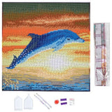 Crystal Art Canvas Kit 30x30cm - Dolphin Sunrise