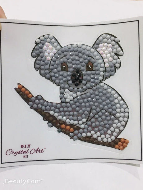 Crystal art kit of a koala on a white background