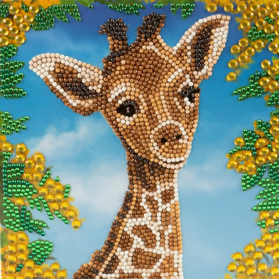 Crystal Art Card Kit 18x18cm - Baby Giraffe