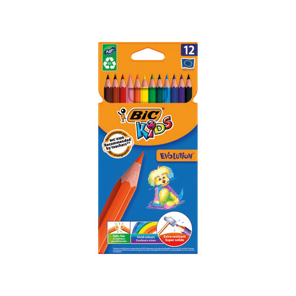 Bic Kids Evolution Ecolutions Colouring Pencils Assorted (Pack of 12) 829029